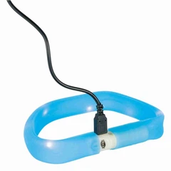 Нашийник Trixie Flash Light Ring USB для собак з підсвічуванням силіконовий синій широкий розмір M-L 50 см/18 мм