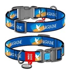 Нашийник для собак Collar Waudog Nylon з QR паспортом Ш 20 мм Д 24-40 см малюнок Прапор