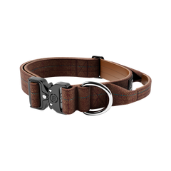 Бойовий нашийник для собак з чутливою шкірою BullyBillows Tweed Combat Collar Handle 4 cm XS: 40 мм, ОШ 38-45 см Коричневий