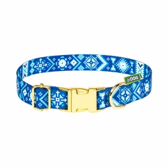 Hi Dog Нашийник HIDOG Вишиванка синя с фастексом золото L 25мм 43-66см (115/1047)