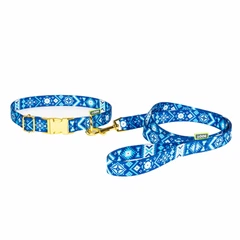Hi Dog Нашийник HIDOG Вишиванка синя с фастексом золото L 25мм 43-66см (115/1047)