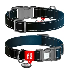 Collar Нашийник для собак нейлоновий WAUDOG Nylon Mono з QR паспортом, світловідбивний, пластиковий фастекс, L, Ш 25 мм, Дов 33-49 см