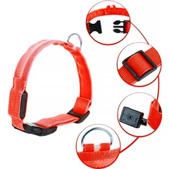 Світлодіодний Lesko Red L LED нашийник USB світиться для собак та котів
