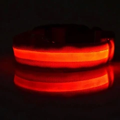 Світлодіодний Lesko Red L LED нашийник USB світиться для собак та котів