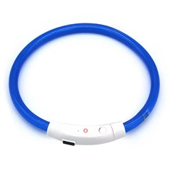 Світлодіодний LED нашийник Lesko L-18 Blue L USB водовідштовхувальний, що світиться, для собак і котів