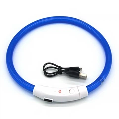 Світлодіодний LED нашийник Lesko L-18 Blue L USB водовідштовхувальний, що світиться, для собак і котів