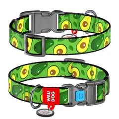 Collar Нашийник для собак нейлоновий WAUDOG Nylon з QR паспортом "Авокадо", Ш 25 мм, Довжина 33-49 см