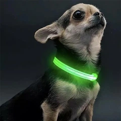 Світлодіодний LED нашийник Lesko Green XS USB для собак і котів світиться