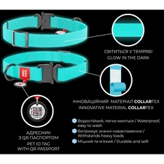 Нашийник для собак Waudog Waterproof, що світиться, метал. пряжка-фастекс L Ш25мм,Д34-49см