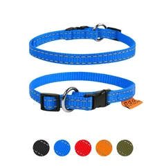 DOGextreme Нашийник для собак DOG Extreme регульований нейлоновий одинарний блакитний світловідбиваючий розмір XS1 ширина 14-15 мм довжина 23-35 см цуценят йоркширських тер'єрів чихуахуа шпіців мальтіпу 01572