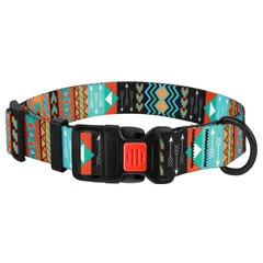 Нашийник Для Собак BronzeDog Urban Tribal з Пластикової Пряжкою Ацтеки Різнобарвний 16 мм 25-33 см (50/1335)
