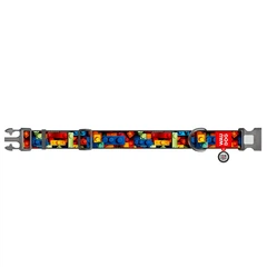 Нашийник для собак WAUDOG Nylon Blocks XXL, мультиколор, нейлоновий, з QR-паспортом, пластиковий фастекс, ширина 35 мм, довжина 46–70 см, арт. 284-4056