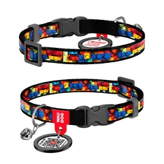 Нашийник для котів WAUDOG Nylon Блоки XS 20–30 см ширина 10 мм з QR-паспортом пластиковий фастекс 279-4056