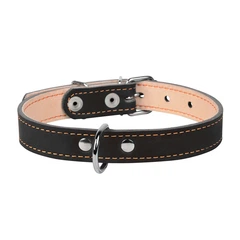 Нашийник для собак Collar Подвійний, шкіряний, чорний, XS (27–35 см; ширина 14 мм), з металевою фурнітурою та 3 прикрасами