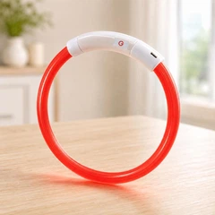 Hit Нашийник для собак що світиться з USB зарядкою, 35 см, водонепроникний, можна вкоротити, Червоний