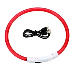 Supretto Світлодіодний LED нашийник для собак із зарядкою USB, червоний