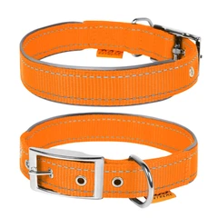 Collar Нашийник Dog Extreme з нейлону подвійний зі світловідбиваючою вставкою ш 20мм, дов 30-40см помаранчевий
