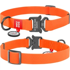 Нашийник для собак WAUDOG Waterproof з QR паспортом та металевим фастексом S 15 мм Помаранчевий