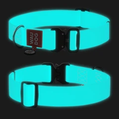 Нашийник для собак водостійкий WAUDOG Waterproof з QR-паспортом, що світиться, металева пряжка-фастекс, XXL, Ш 40 мм, Дл 46-70 см