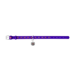 Collar Нашийник для собак шкіряний WAUDOG Glamour з QR паспортом, з клейовими стразами "Квіти", Ш 20 мм, Дов 30-39 см