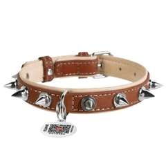 Нашийник шкіра 46-60 см 35 мм з шипами Soft Collar для собаки коричневий