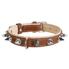 Нашийник шкіра 46-60 см 35 мм з шипами Soft Collar для собаки коричневий