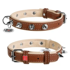 Нашийник шкіра 46-60 см 35 мм з шипами Soft Collar для собаки коричневий