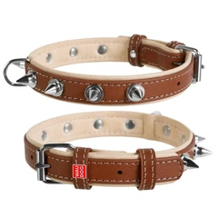 Нашийник шкіра 46-60 см 35 мм з шипами Soft Collar для собаки коричневий
