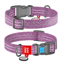 Нашийник Waudog Re-cotton з QR паспортом/пластикова пряжка 20 мм х 28-40 см Фіолетовий (02889 Col)