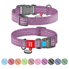 Нашийник Waudog Re-cotton з QR паспортом/пластикова пряжка 20 мм х 28-40 см Фіолетовий (02889 Col)