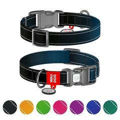 Нашийник для собак нейлоновий WAUDOG Nylon Mono з QR паспортом, світловідбивний, пластиковий фастекс, S, Ш 15 мм, Дов 25-35 см чорний 52091