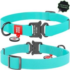 Collar Нашийник Waudog 25-35 см 15 мм ментоловий (світится у темряві) з водовідштовхувального матеріалу пряжка метал