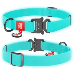 Collar Нашийник Waudog 25-35 см 15 мм ментоловий (світится у темряві) з водовідштовхувального матеріалу пряжка метал