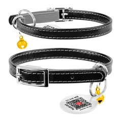 Нашийник для котів шкіряний Waudog Glamour з QR паспортом XXS 9 мм х 22-30 см Чорний (32481 Col)