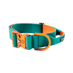 Тактичний широкий полегшений нашийник із ручкою для собак BullyBillows Lighter Combat Collar Handle 5 cm L: 50 мм, ОШ 45-66 см Бірюзовий