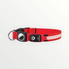 Нашийник 34-41 см червоний для собак світиться S з кріпленням для AirTag PetJoy