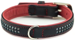 Шкіряний нашийник зі стразами для собак Pacific Deluxe Collar Nobby S-M: 19-21 мм, Д 42 см, ОШ 33-39 см Червоний