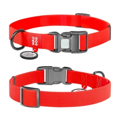Нашийник для собак водостійкий WAUDOG Waterproof з QR-паспортом, пластикова пряжка-фастекс, Ш 20 мм, Д 28-40 см, червоний