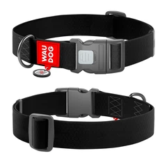 Нашийник для собак водостійкий WAUDOG Waterproof c QR паспортом, пластиковий фастекс, XXL, Ш 40 мм, Д 46-70 см, чорний