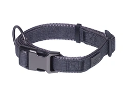 Нейлоновий посилений нашийник з ривковим фастексом для активних собак Linen Deluxe Collar Nobby M-L: 25 мм, ОШ 40-55 см Антрацит