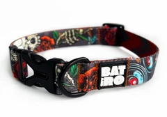 Без бренда Нашийник для собак нейлон BAT&RO Rockstar 25мм 50-60 см черепа квіти (00367)