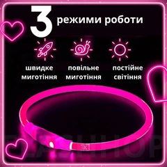 Без бренду Світлодіодний, водостійкий LED нашийник для собак із зарядкою USB, 35 см, розмір S (рожевий)
