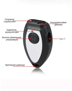 Ultrasonix Відлякувач собак ультразвуковий брелок зарядка від USB Чорний ( код: MINIUS-02 )