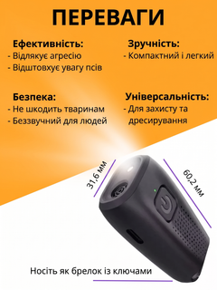 Axacam Ультразвуковий відлякувач собак електронний кишеньковий пугач для дресирування самозахисту бродячих тварин відлякувачі агресивних собак портативний пристрій для вигулу захисту дітей від собак на вулиц