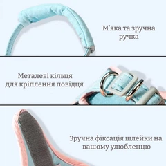 Без бренду М’яка шлейка з повідцем для котів, собак зі світловідбиваючими вставками, рожева М