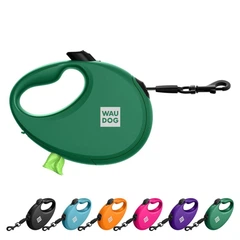 Повідець-рулетка для собак Waudog R-leash з контейнером для пакетів/світловідбивною стрічкою L до 40 кг 5 м Зелений (262918 Col)