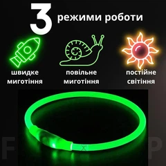 Без бренду Світлодіодний, водостійкий LED нашийник для собак із зарядкою USB, 35 см, розмір S (зелений)