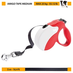 Повідець-рулетка Ferplast Amigo Tape M Red для собак зі стрічкою