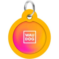 Адресник для собак і котів металевий WAUDOG Smart ID з QR паспортом, малюнок "Градієнт помаранчевий", круг, 25 мм (225-4035)