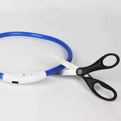 Світлодіодний Lesko Blue L LED нашийник L-18 USB водовідштовхувальний, що світиться, для собак і котів